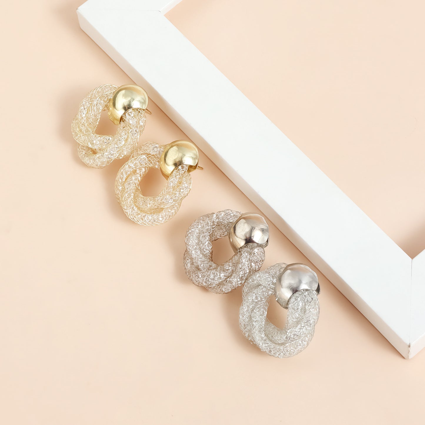 Vintage Geometric Spiral Metal Tube Stud Earrings for Women