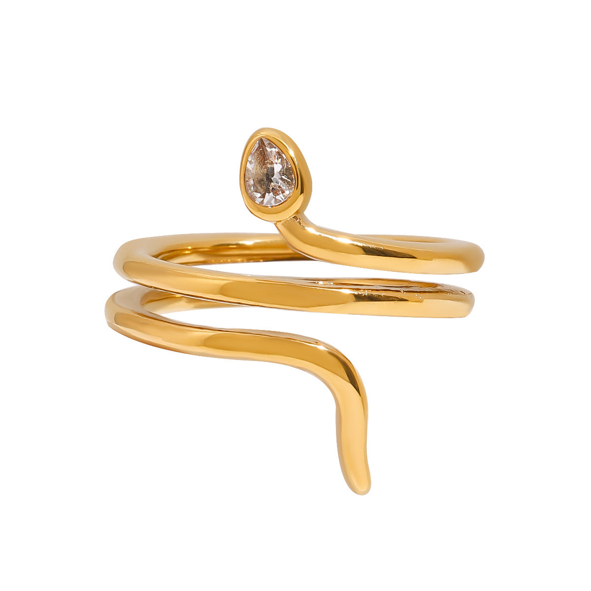 Geometric Snake Stainless Steel Plated Ring for Women