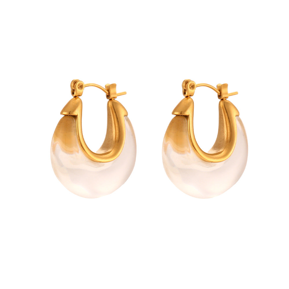 Minimalist Retro Fashion Stainless Steel Circular Hoop Earrings for Women with Plated Finish