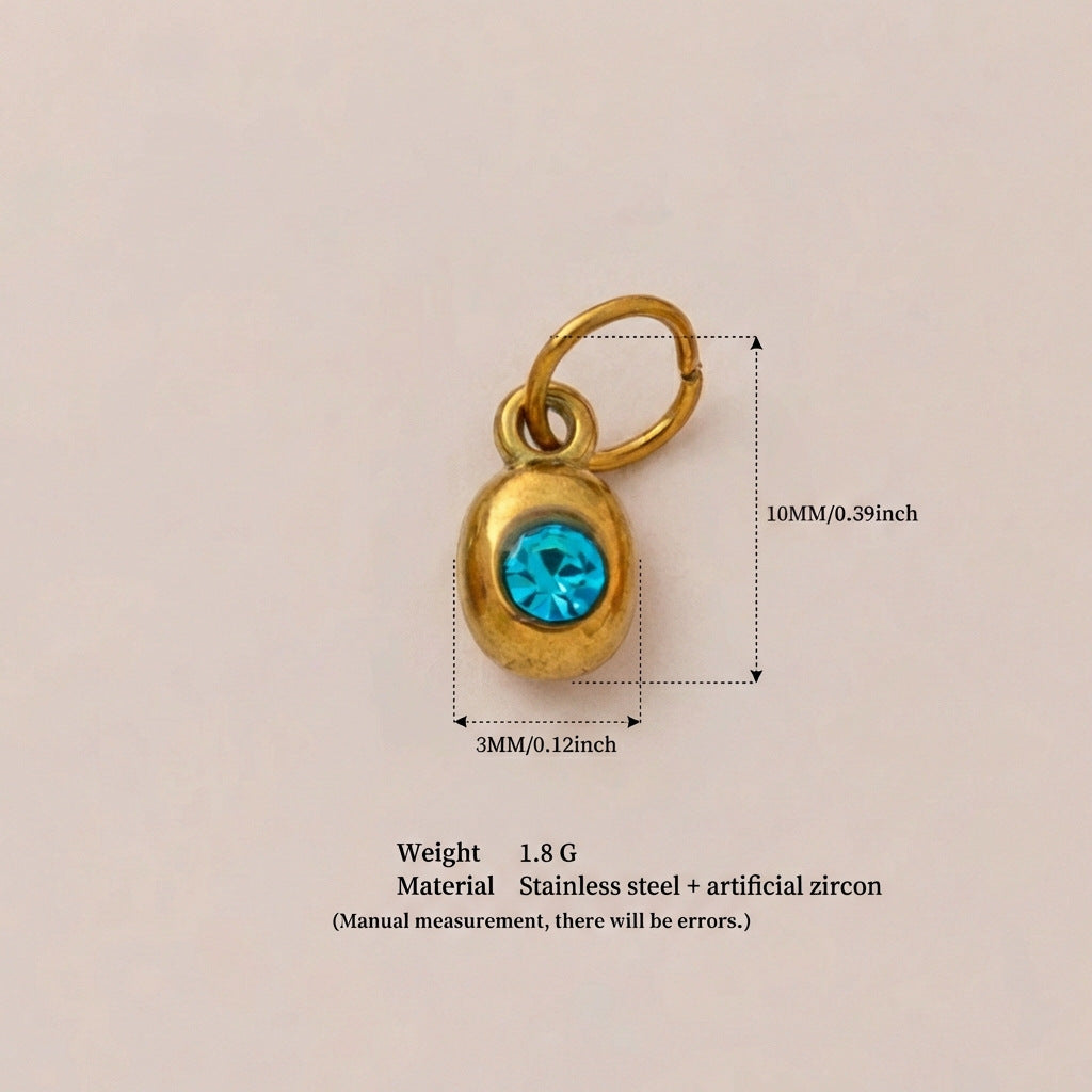 Vintage Geometric Stainless Steel 18K Gold Plated PVD DIY Charm Bar Necklace with 12 Birthstones