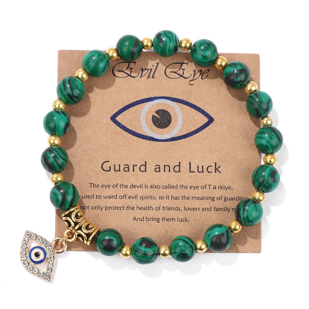 Minimalist Geometric Evil Eye Rhinestone Beaded Bracelet Unisex Yoga Energy Jewelry