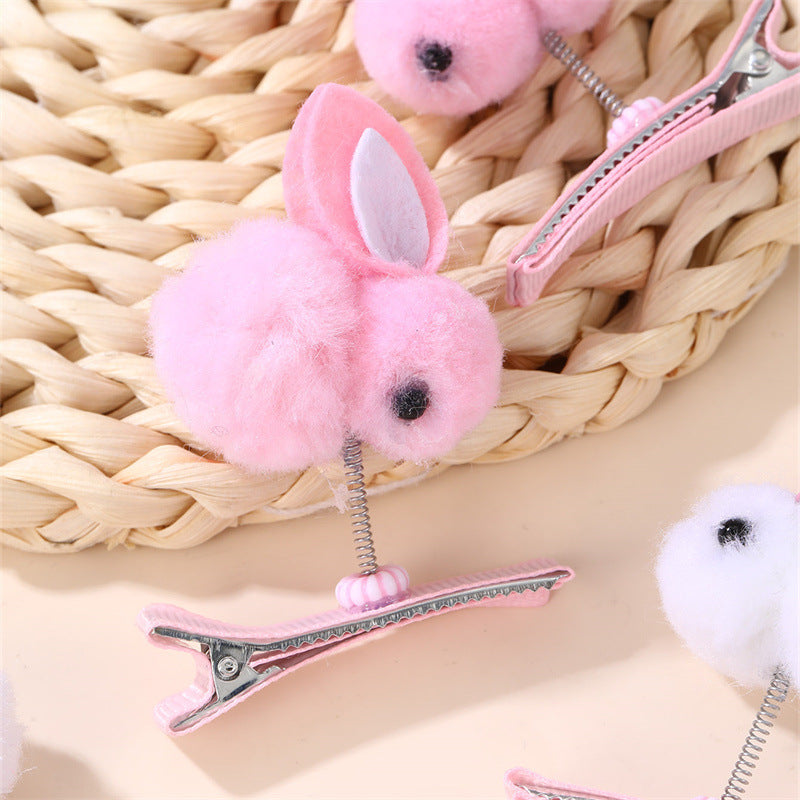 Fermaglio per Capelli a Coniglio Cartone Animato per Bambini - Accessorio per Capelli a Forma di Animale in Tessuto Felpato Stile Principessa con Rivestimento in Resina