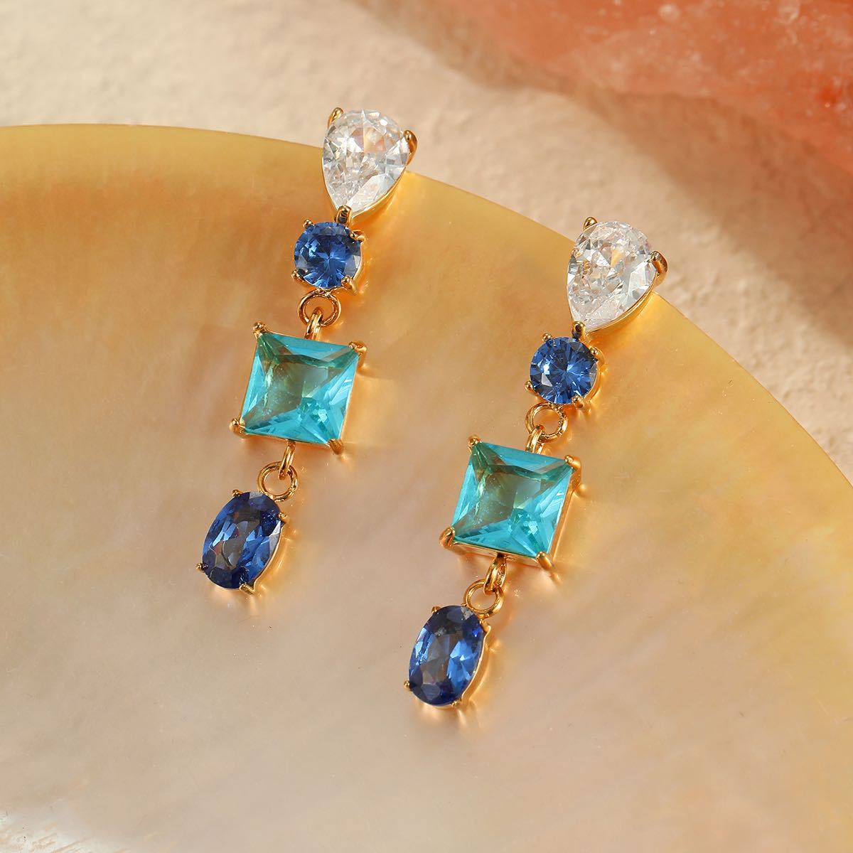 Minimalist Geometric Stainless Steel Earrings with Zircon Inlay for Women