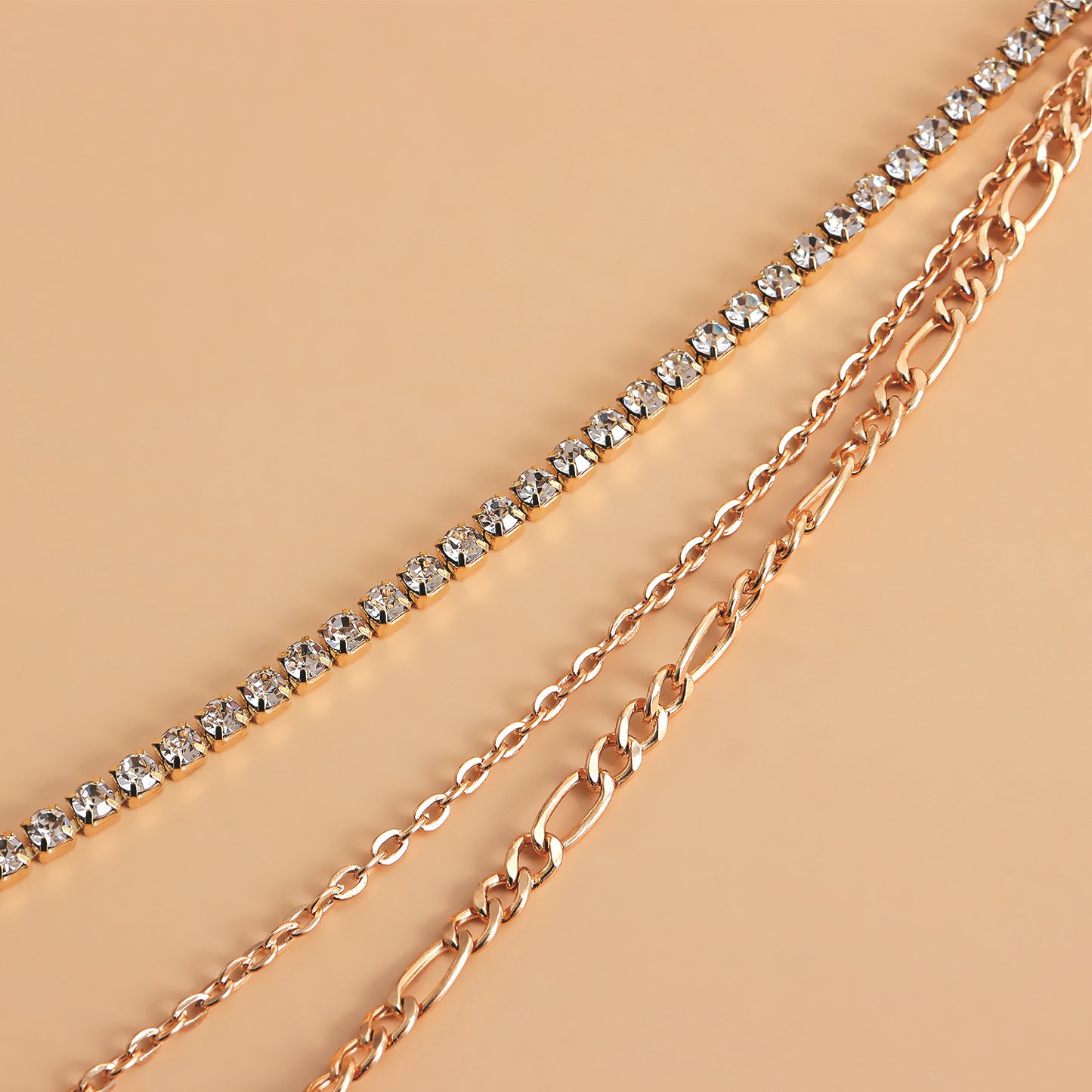 Punk Minimalist Multi-Layer Curb Chain Waist Chain with Rhinestone and Imitation Pearl for Women