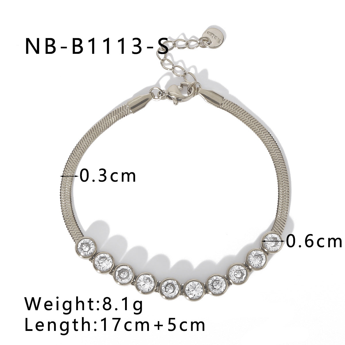 Minimalist Geometric Stainless Steel Snake Chain Necklace with Zircon Inlay for Women