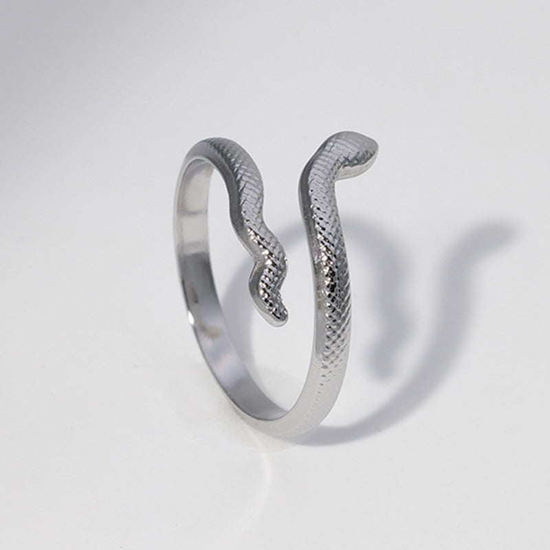 Minimalist Adjustable Snake-Shaped Titanium Steel Ring for Unisex - Electroplated Stainless Steel Statement Index Ring
