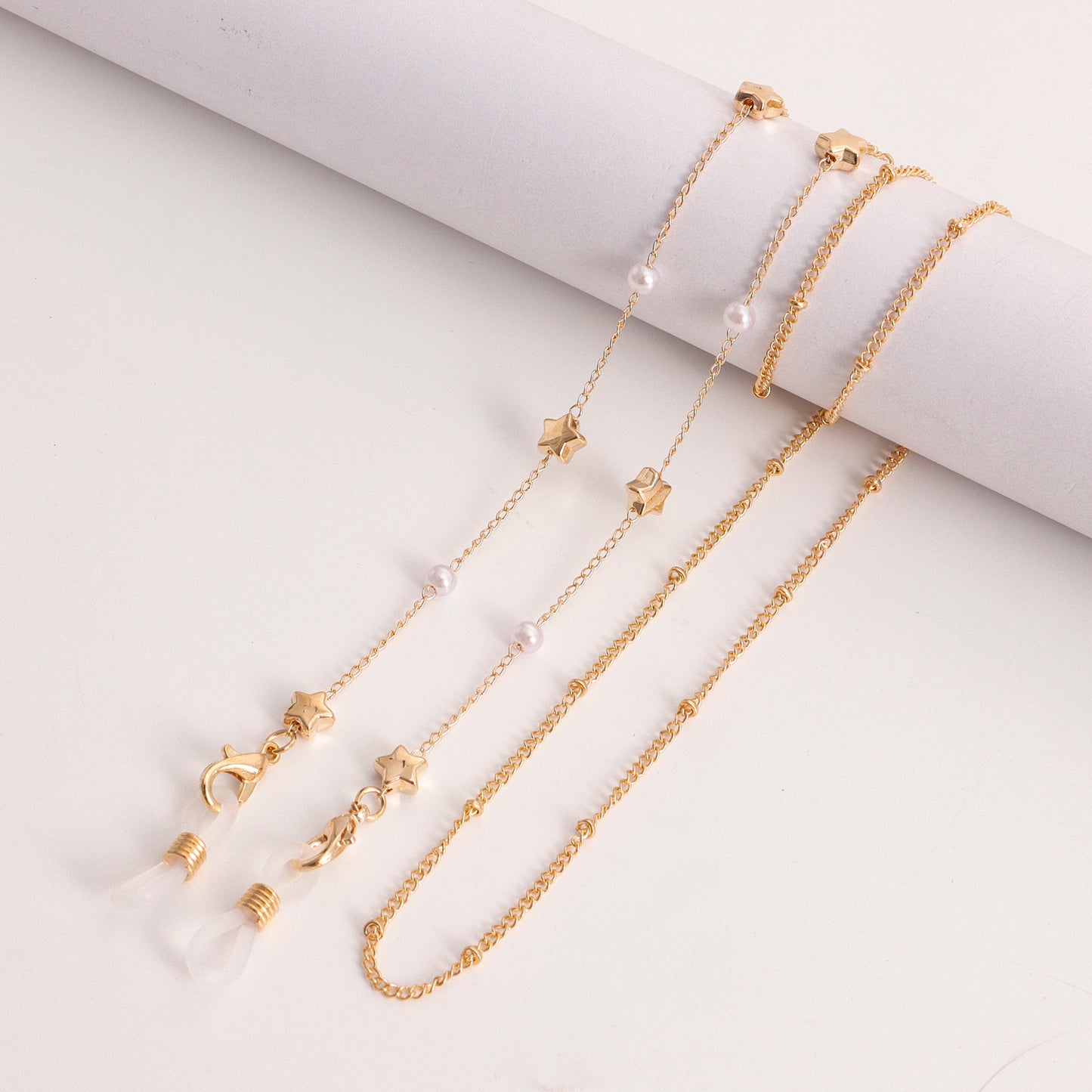 Evil Eye Imitation Pearl Alloy Mask Chain and Eyeglass Chain