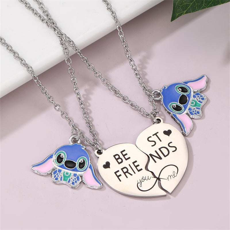Collar minimalista de aleación con lazo y colgante de resina para niños, acabado esmaltado, cadena de cuentas redondas