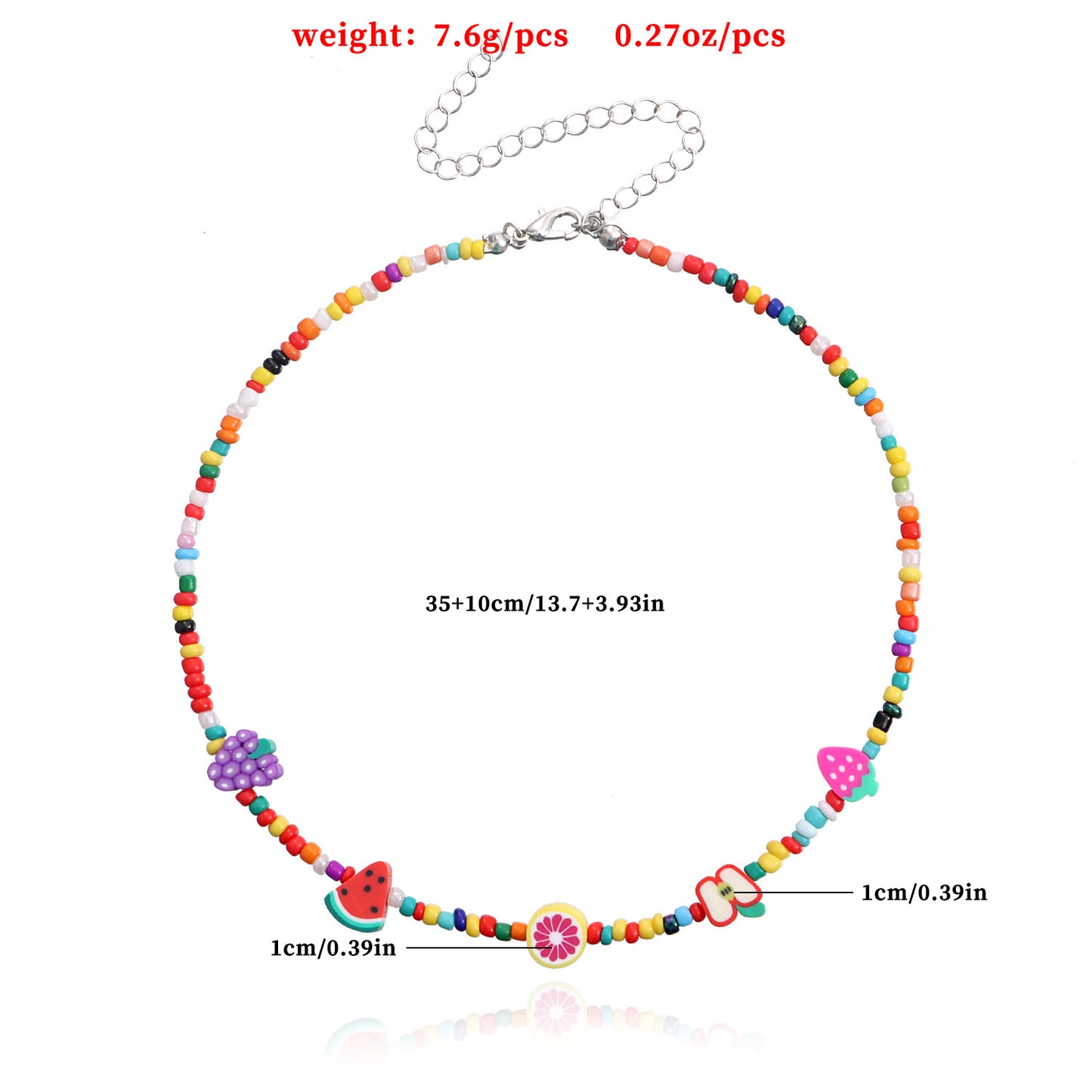 Colorful Fruit-Shaped Beaded Necklace for Women with Lemon and Watermelon Motifs, Fashionable and Cute Pendant Jewelry