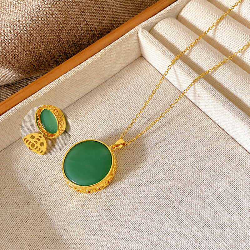 Sweet Minimalist Brass Gourd Pendant with Cubic Zirconia Inlay on Titanium Steel Cable Chain Necklace for Women