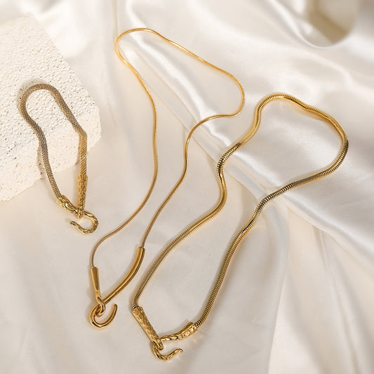 Minimalist Hip-hop Geometric Gold Plated Stainless Steel Necklace for Women