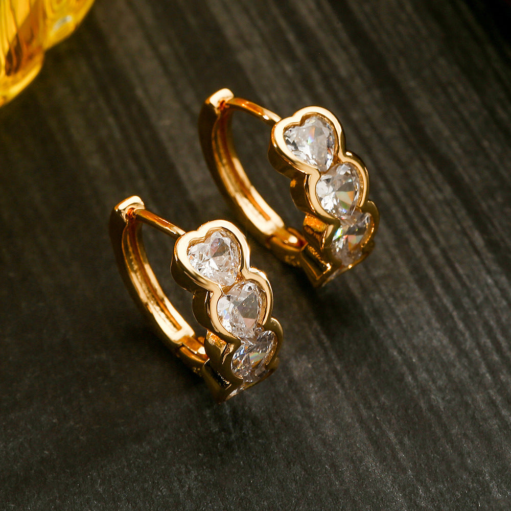 Orecchini a Cerchio Geometrici da Donna con Base in Rame e Placcatura in Oro Vero, Zirconi Micro-Incastonati, Design Minimalista e alla Moda