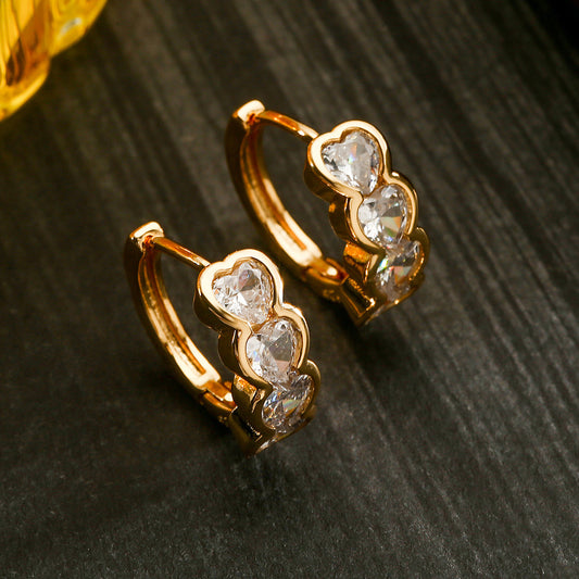 Orecchini a Cerchio Geometrici da Donna con Base in Rame e Placcatura in Oro Vero, Zirconi Micro-Incastonati, Design Minimalista e alla Moda
