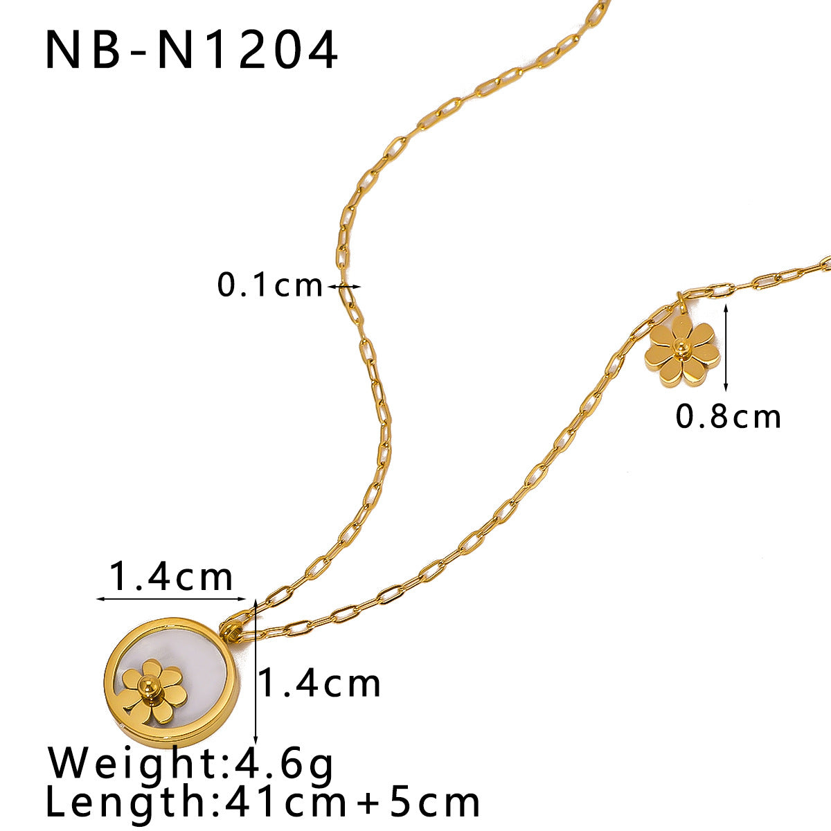 Collana con ciondolo a cuore geometrico vintage in acciaio inossidabile con intarsio di zirconi e madreperla bianca naturale, finitura placcata oro 18 carati
