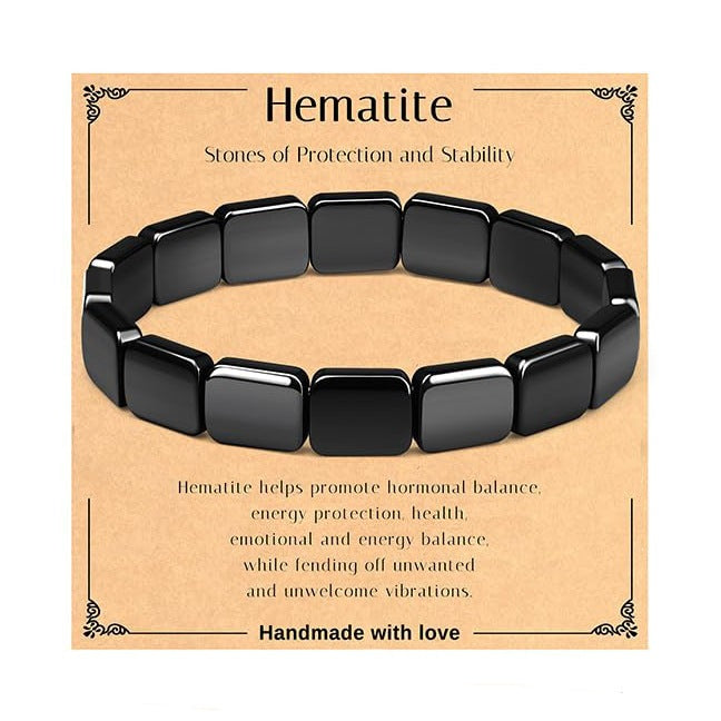 Minimalist Geometric Hematite Beaded Bracelet Unisex Elastic Stretch Bangle Business Casual Jewelry
