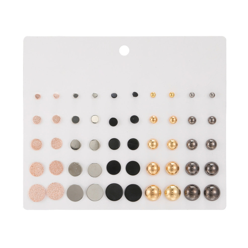 Sweet Geometric Crystal Inlay Alloy Earring Set with Stainless Steel Posts
