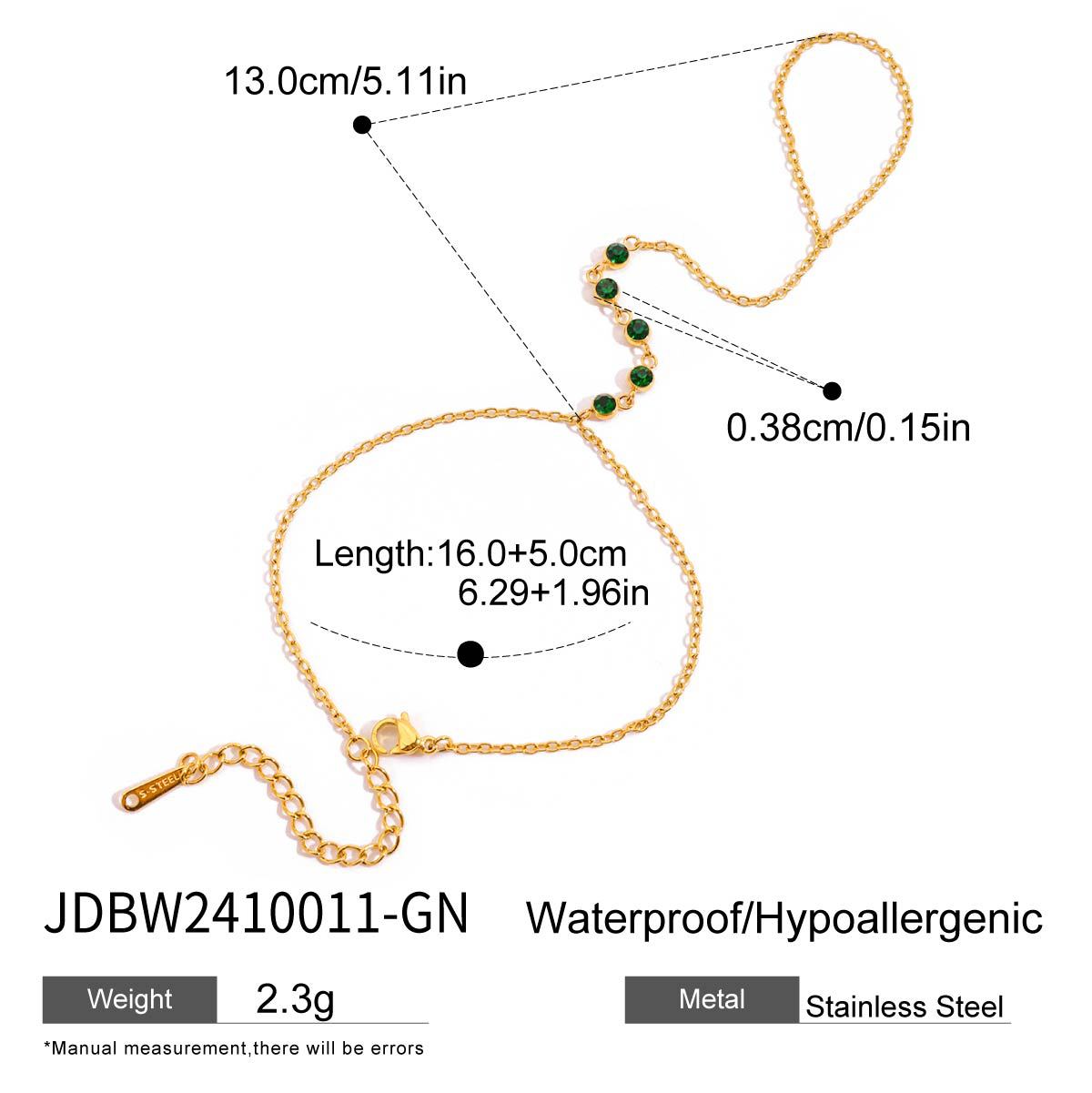 Elegant Minimalist Geometric Round Stainless Steel Plated Cubic Zirconia Linked Ring Bracelet for Women