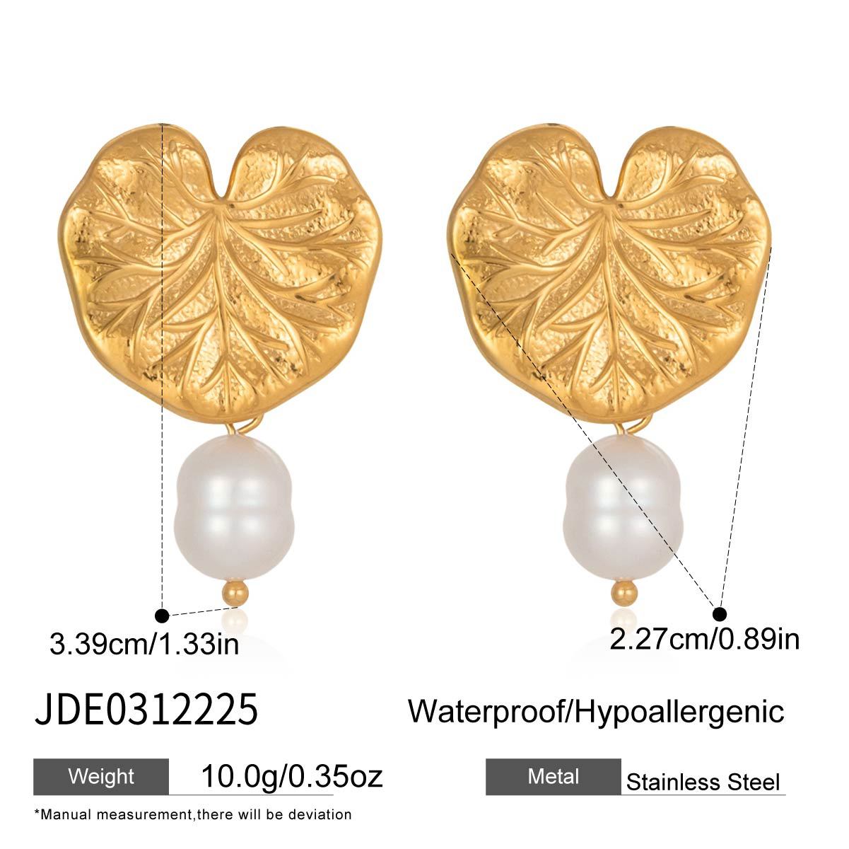 Elegant Geometric Freshwater Pearl Stainless Steel Earrings PVD Plated Floral Design for Women