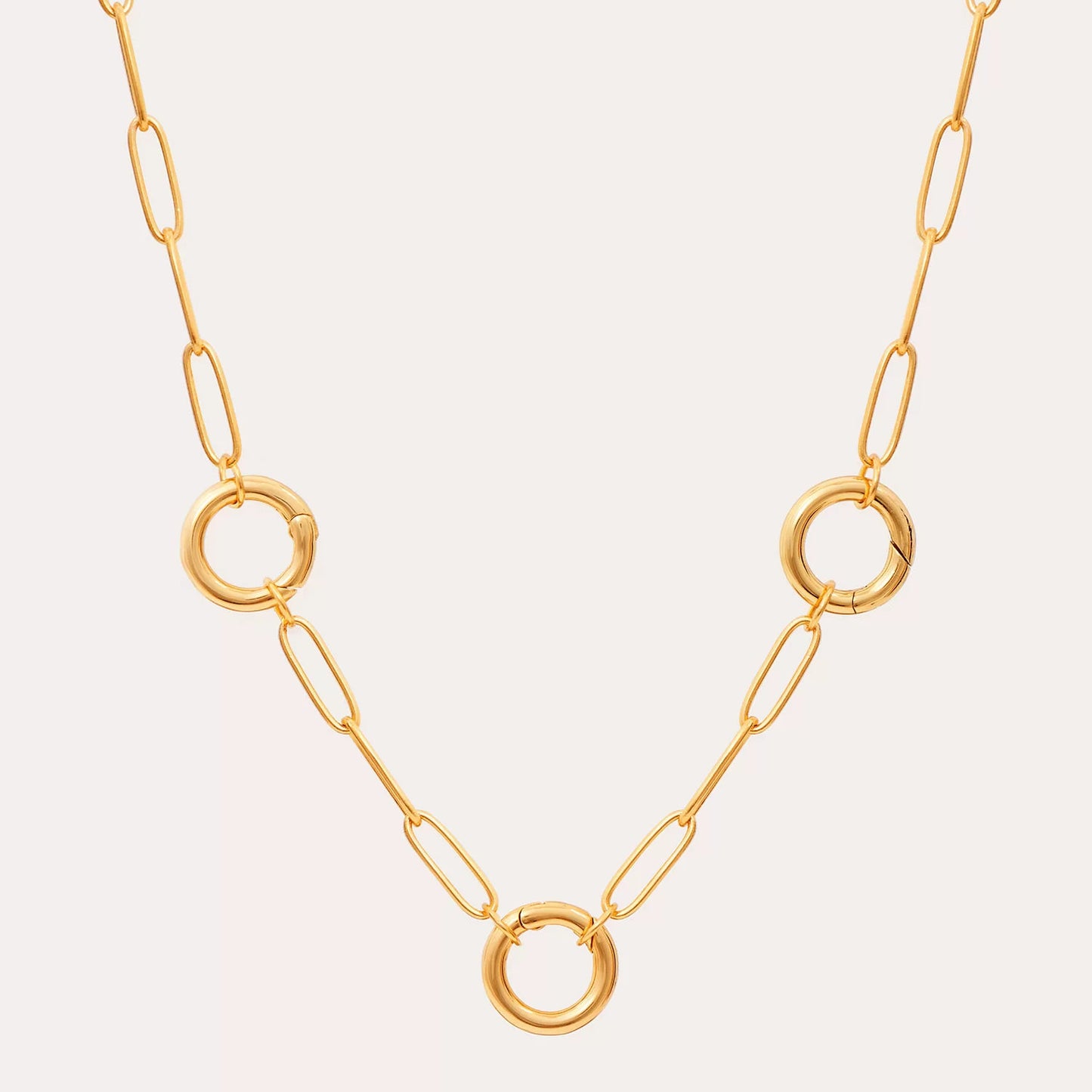 Minimalist 18K Gold Plated Brass Round Geometric Rhinestone Charm Bar for Women