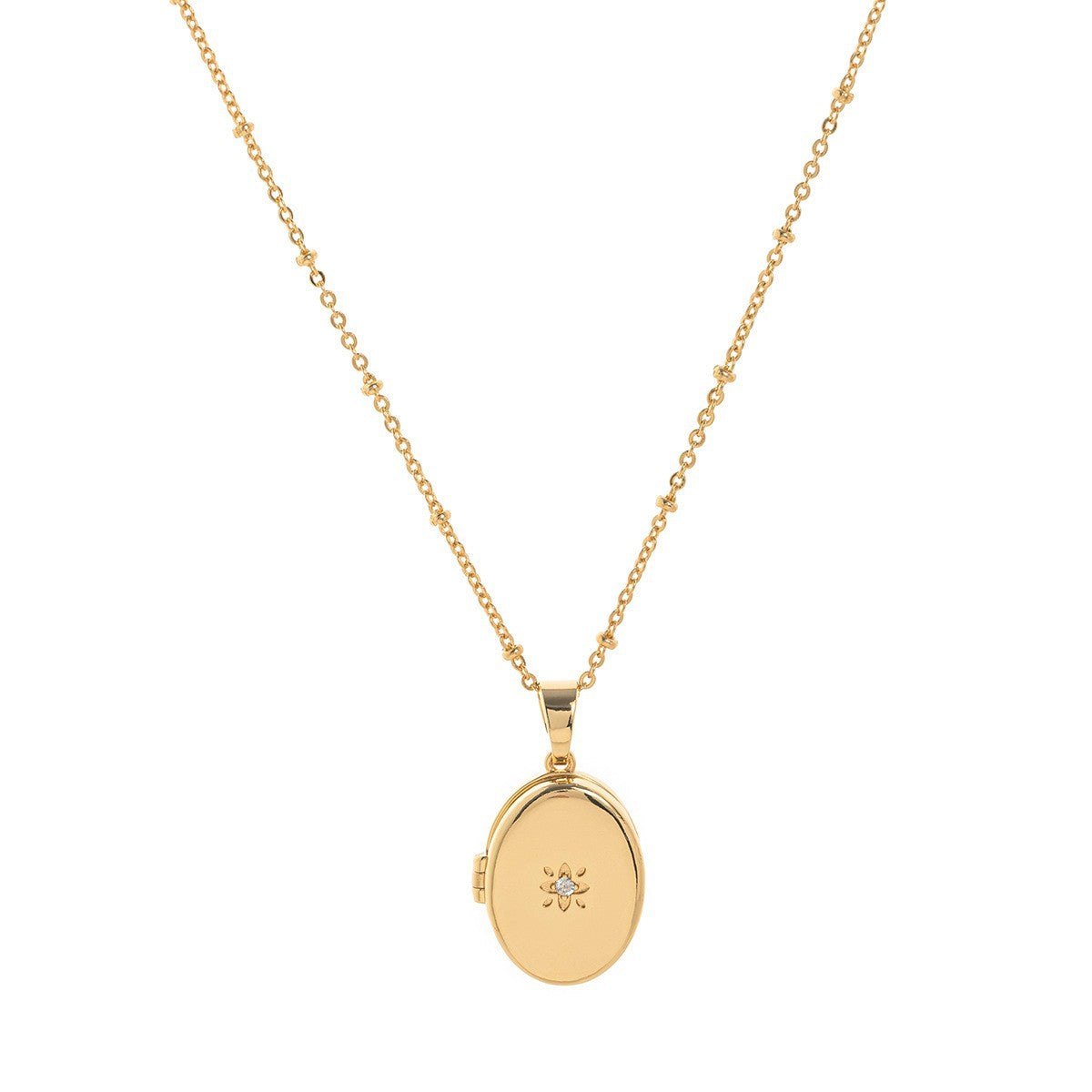 Natural Minimalist Heart and Floral Album Pendant Necklace with 18K Gold Plated Copper, Square Snap-Open Locket on Twisted Chain