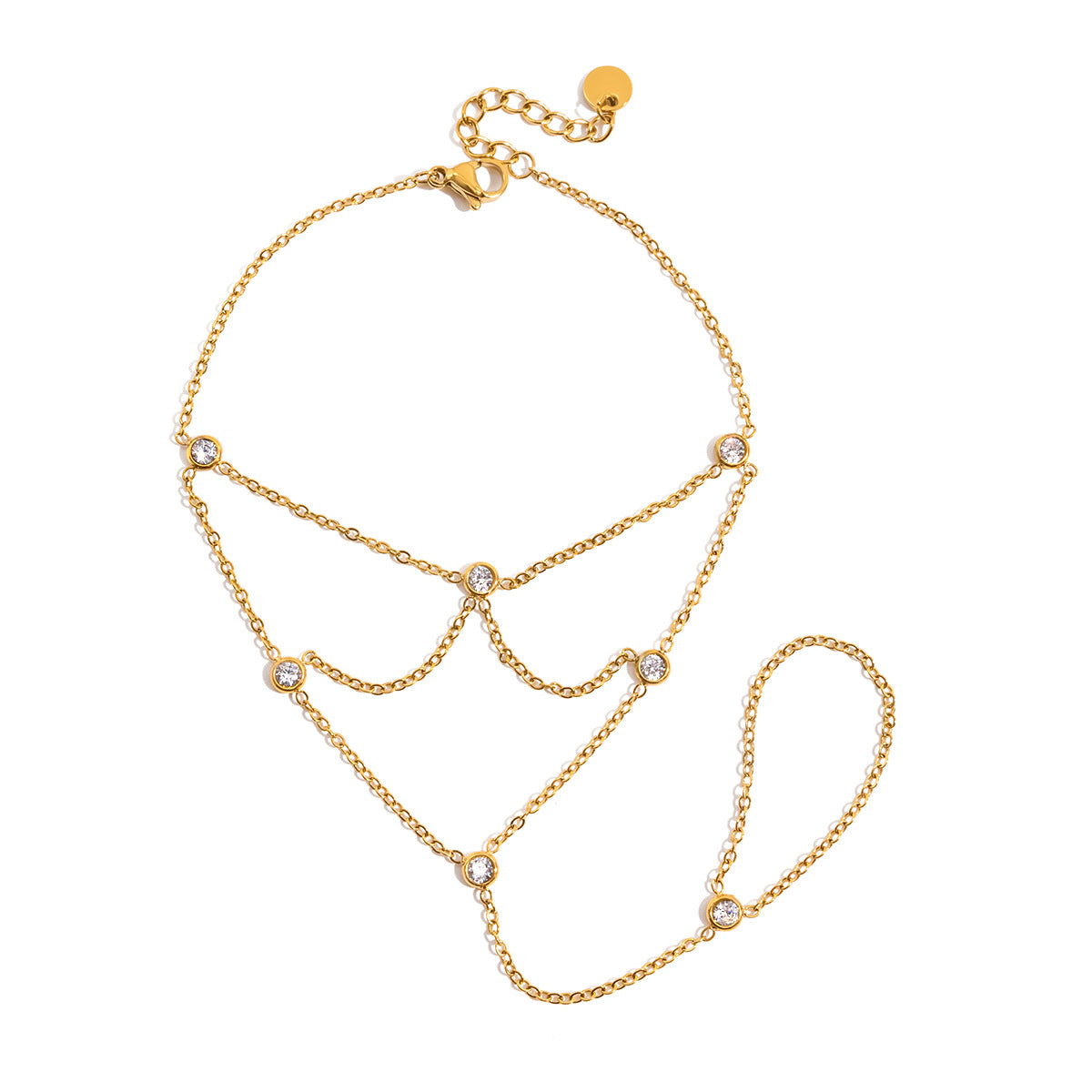 Pulsera de malla de acero de titanio geométrica de acero inoxidable con circonita para mujer, accesorio de moda de lujo chapado