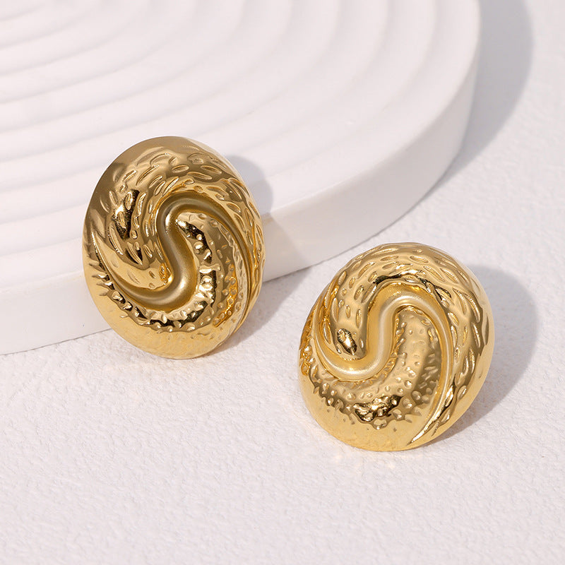 Orecchini da donna geometrici minimalisti a forma di abalone in acciaio inossidabile placcati oro 18 carati