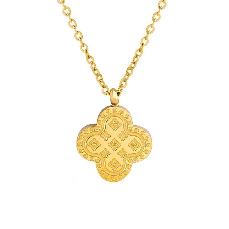 Minimalist Luxury Titanium Steel Plated Four-Leaf Clover Pendant Necklace for Women