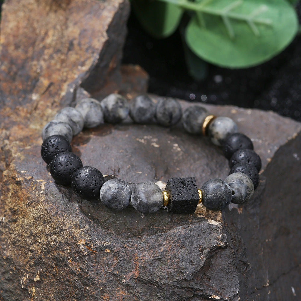 Hip-hop 10mm Square Matte Stone Bracelet for Men and Women