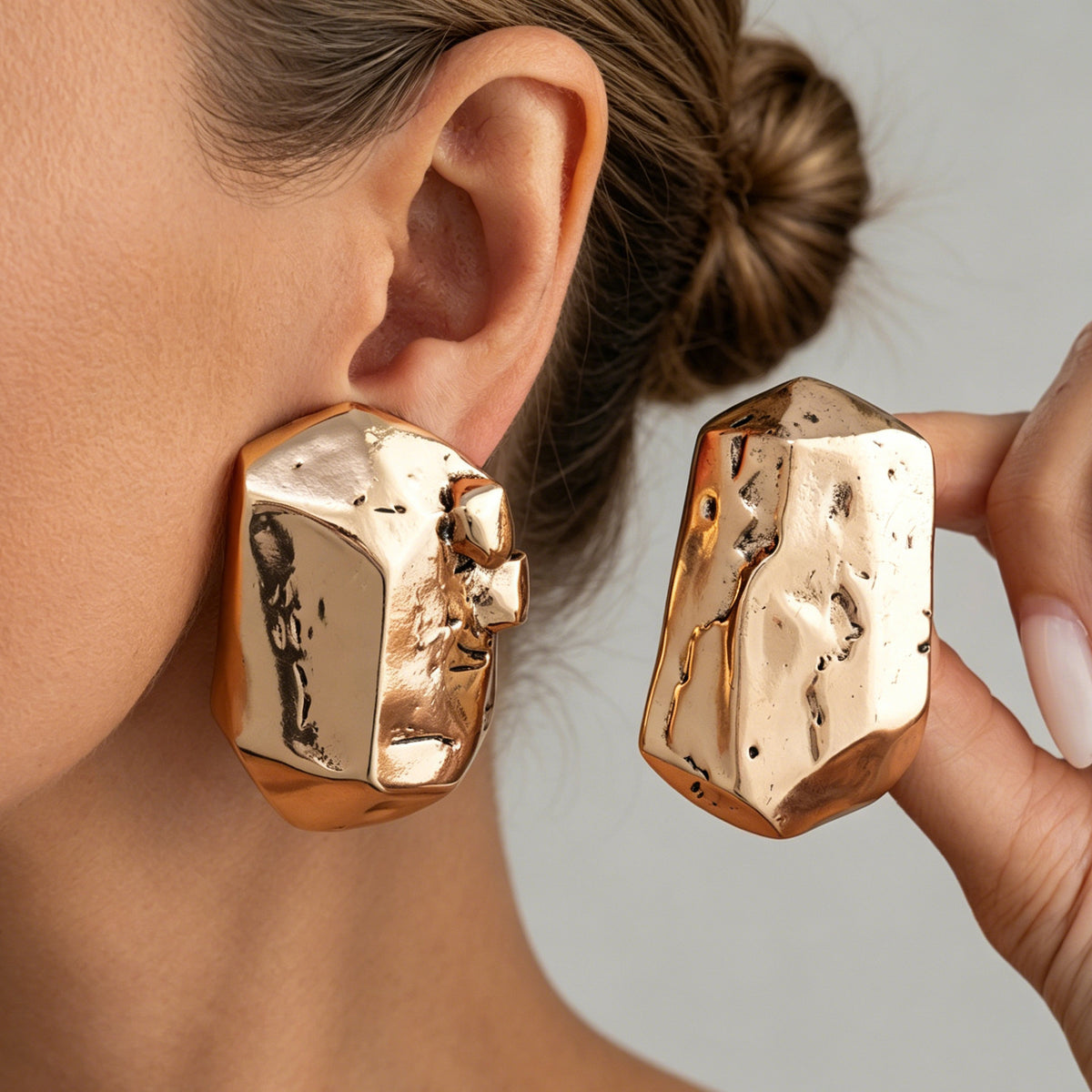 Vintage Streetwear Geometric Zinc Alloy Plated Irregular Stud Earrings for Women