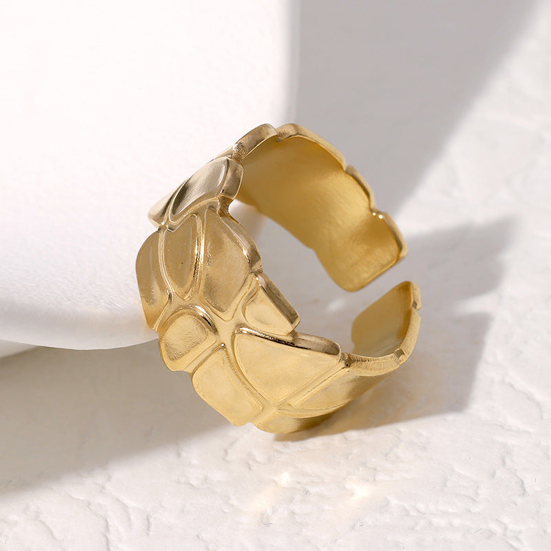 Anello Aperto Irregolare Geometrico Minimalista Gioielli da Donna in Acciaio Inossidabile Placcato Oro 18K