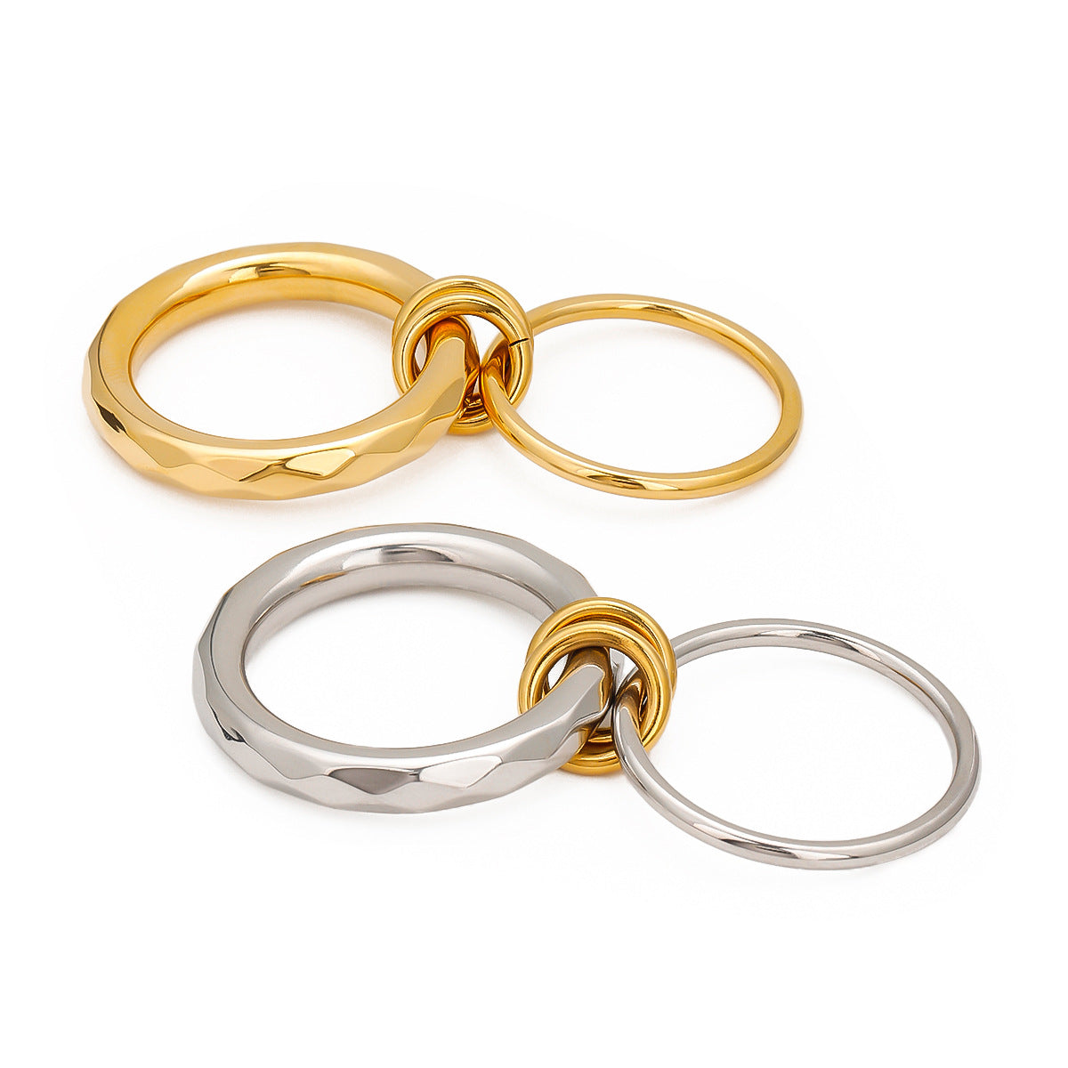 Anello da donna geometrico rotondo in acciaio inossidabile placcato