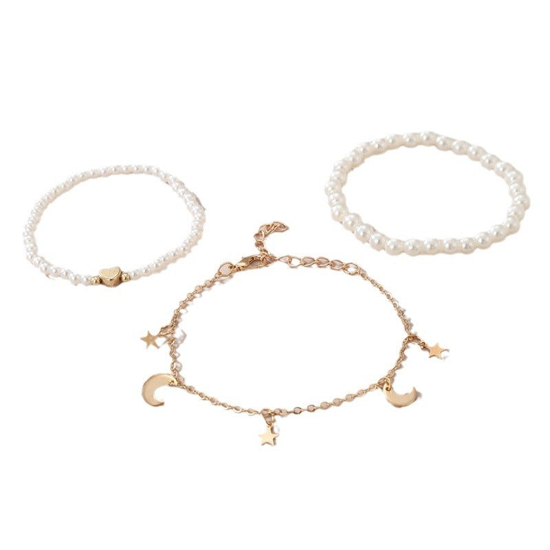 Set di bracciali con stella minimalista in lega per ragazze, gioielli fatti a mano con perline