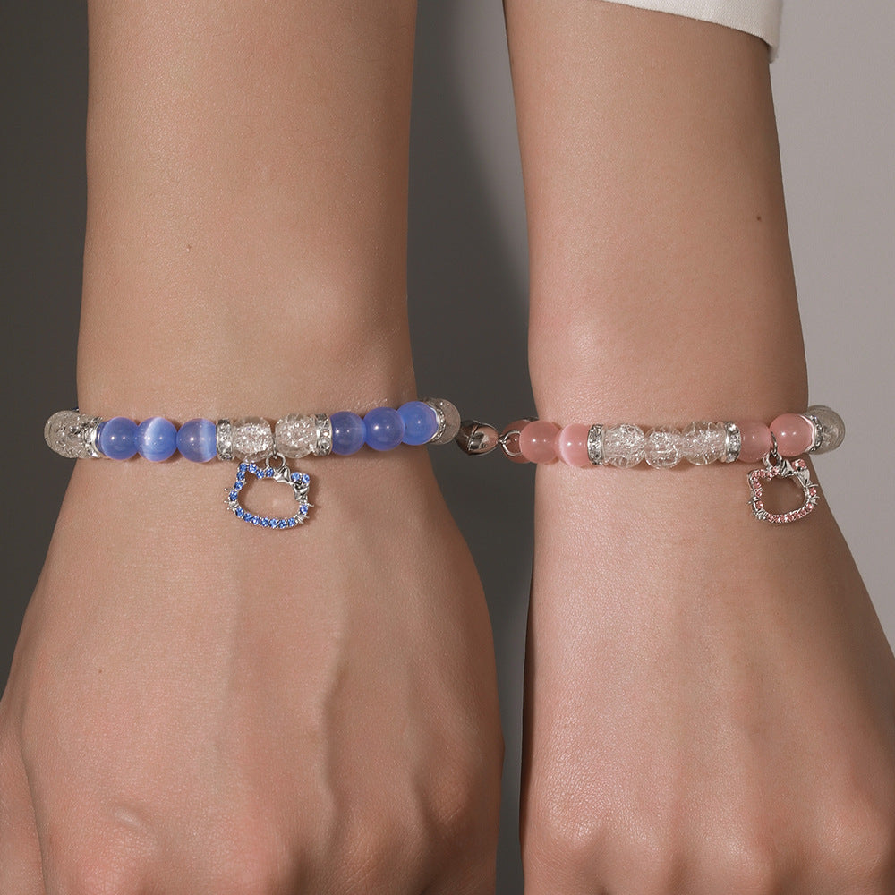 Handmade Geometric Heart Spider Stone Magnetic Bracelet for Unisex