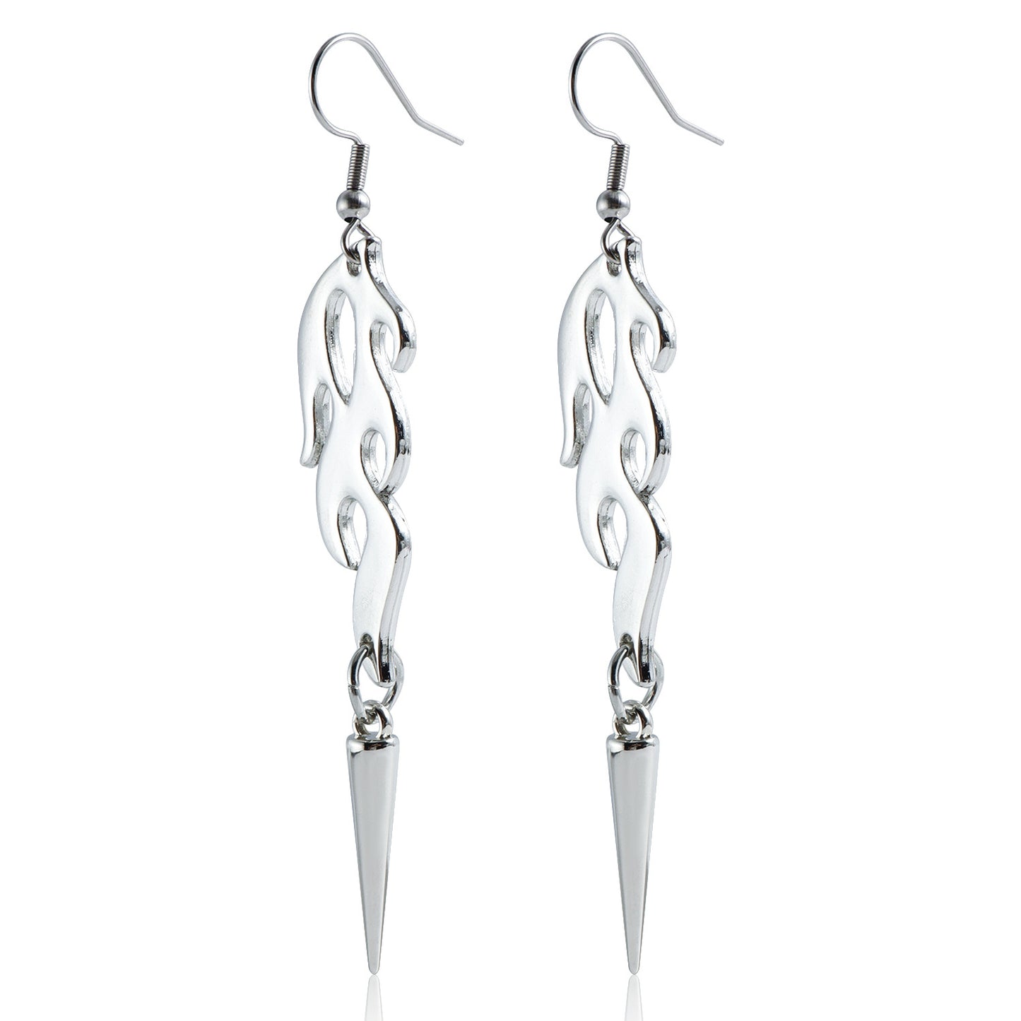 Gothic Long Tassel Rivet Figure-8 Thorn Drop Earrings for Women