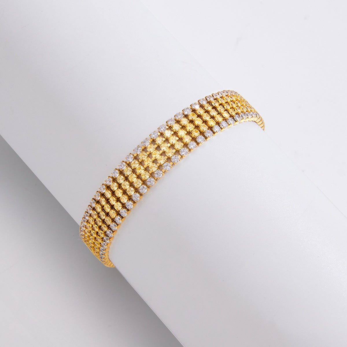 Elegant Geometric Heart Stainless Steel Plated Cubic Zirconia Tennis Bracelet for Women