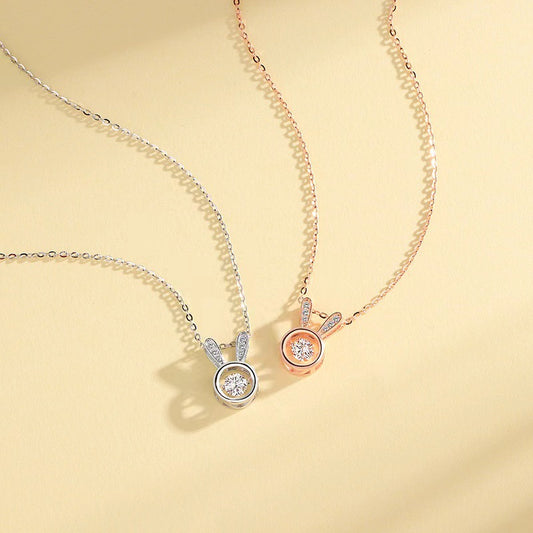 Adorabile Collana con Ciondolo a Forma di Coniglio in Acciaio al Titanio con Finitura Placcata per Donna e Unisex