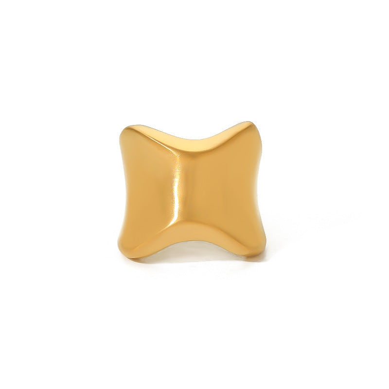 Minimalist Irregular Geometric Titanium Steel Ring with Gold Plating for Women