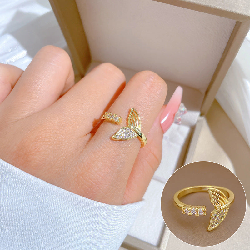 Cartoon Style Crown-Shaped Brass Ring with Gold Plating for Women, Adjustable Open Band Wedding Band