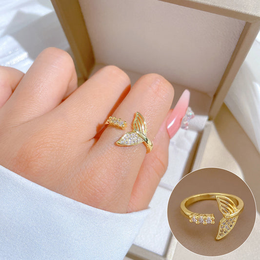 Anello in Ottone Placcato Oro a Forma di Corona in Stile Fumetto da Donna, Fede Nuziale con Fascia Aperta Regolabile