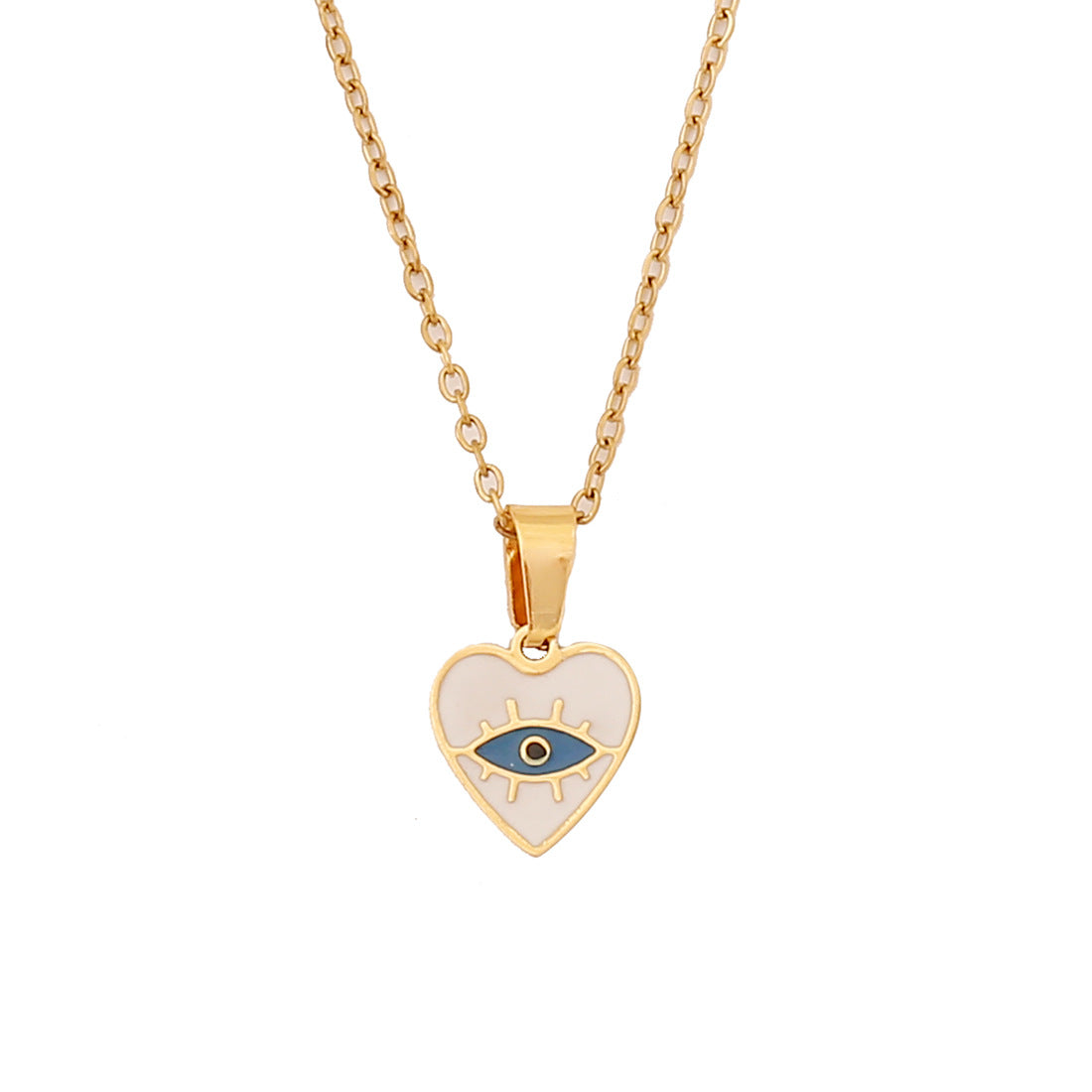 Collana Personalizzata in Acciaio Inossidabile con Smalto Geometrico a Occhio