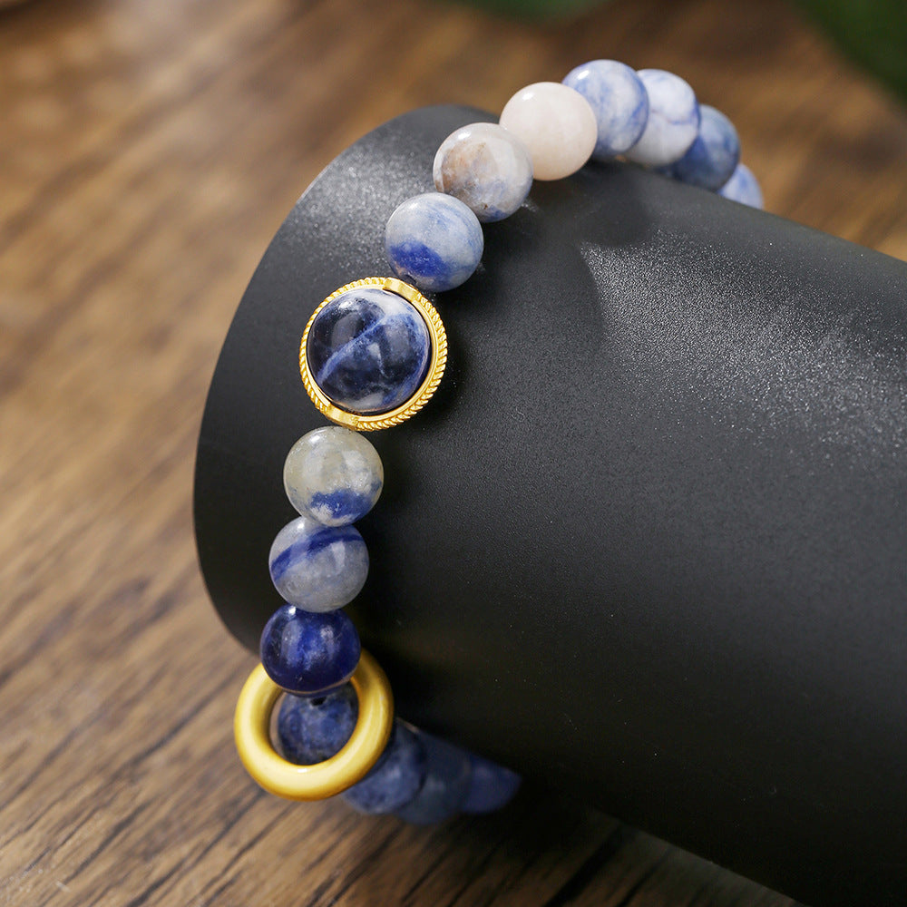 Geometric Turquoise and Hematite Beaded Bracelet for Unisex