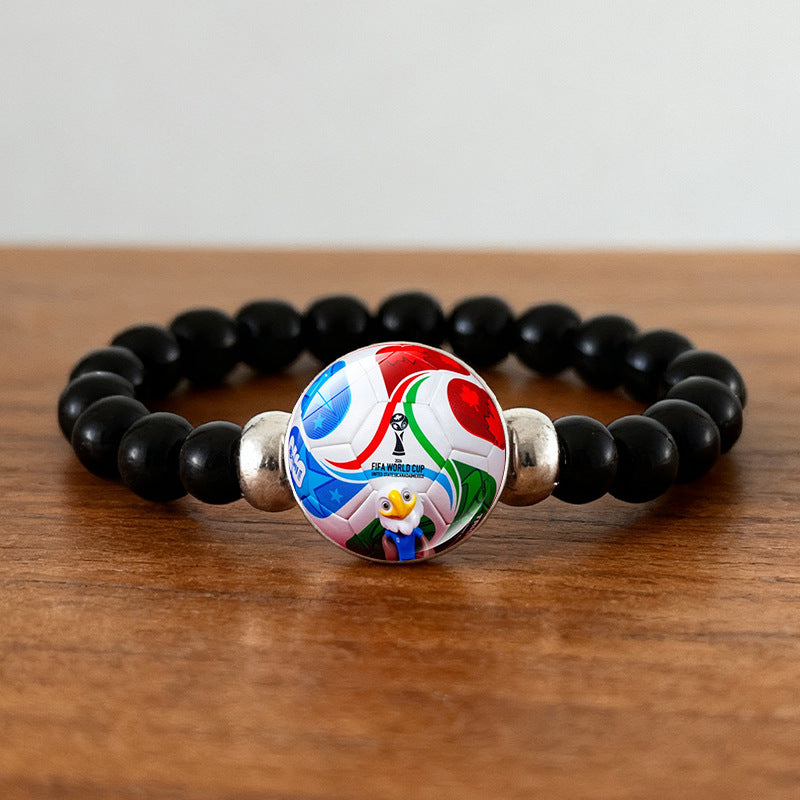 Geometric Crystal Beaded Bracelet Unisex Black Wristband