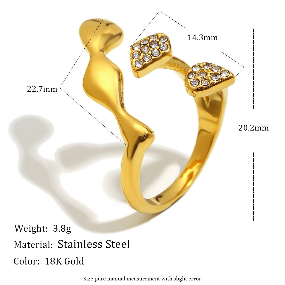 Anillo minimalista geométrico de acero inoxidable con baño de oro de 18 quilates para mujer