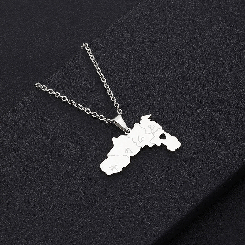 Collana con Pendente Geometrico in Acciaio Inossidabile con Ciondolo in Acciaio al Titanio, Finitura Galvanizzata, Catena a O, Accessorio Moda Unisex