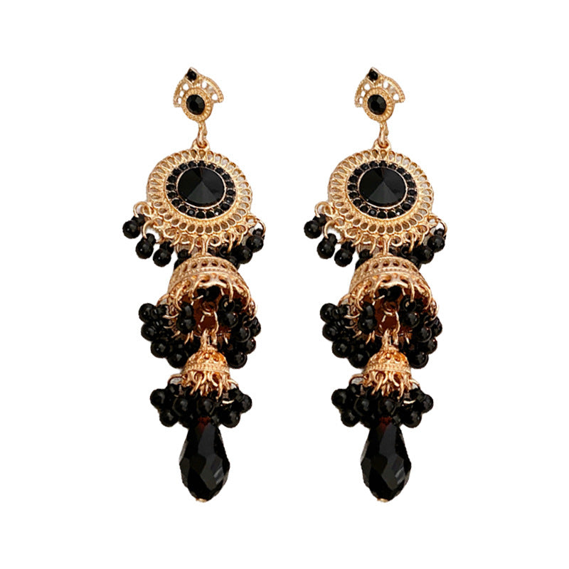 Chic Geometric Teardrop-Shaped Earrings with Rhinestone Inlay in Stainless Steel for Women