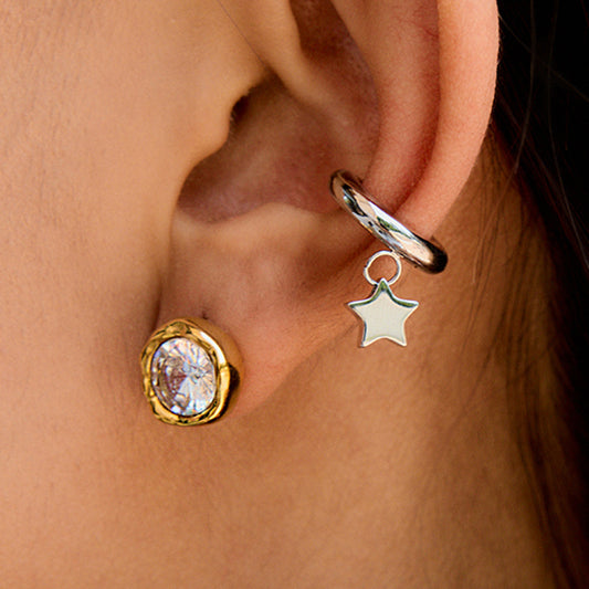 Pendientes de tuerca minimalistas de acero inoxidable geométricos para mujer con acabado chapado