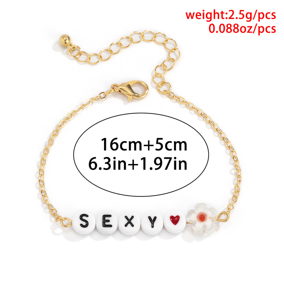 Minimalist Floral Acrylic Beaded Necklace and Bracelet Set with Curb Chain