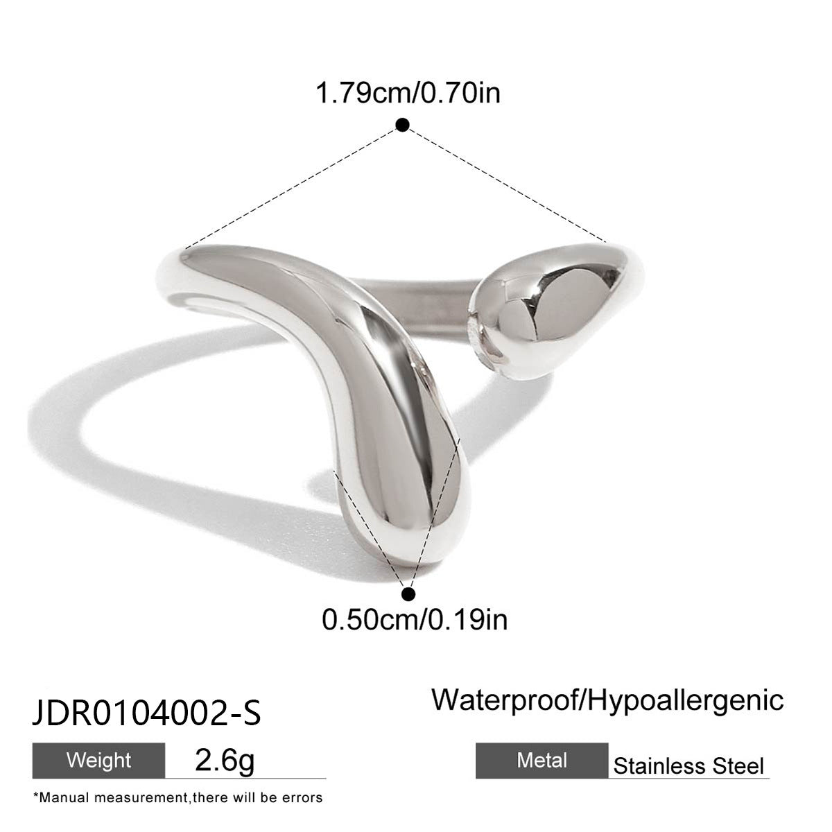 Minimalist Luxury Geometric Stainless Steel PVD Ring with Cubic Zirconia for Women