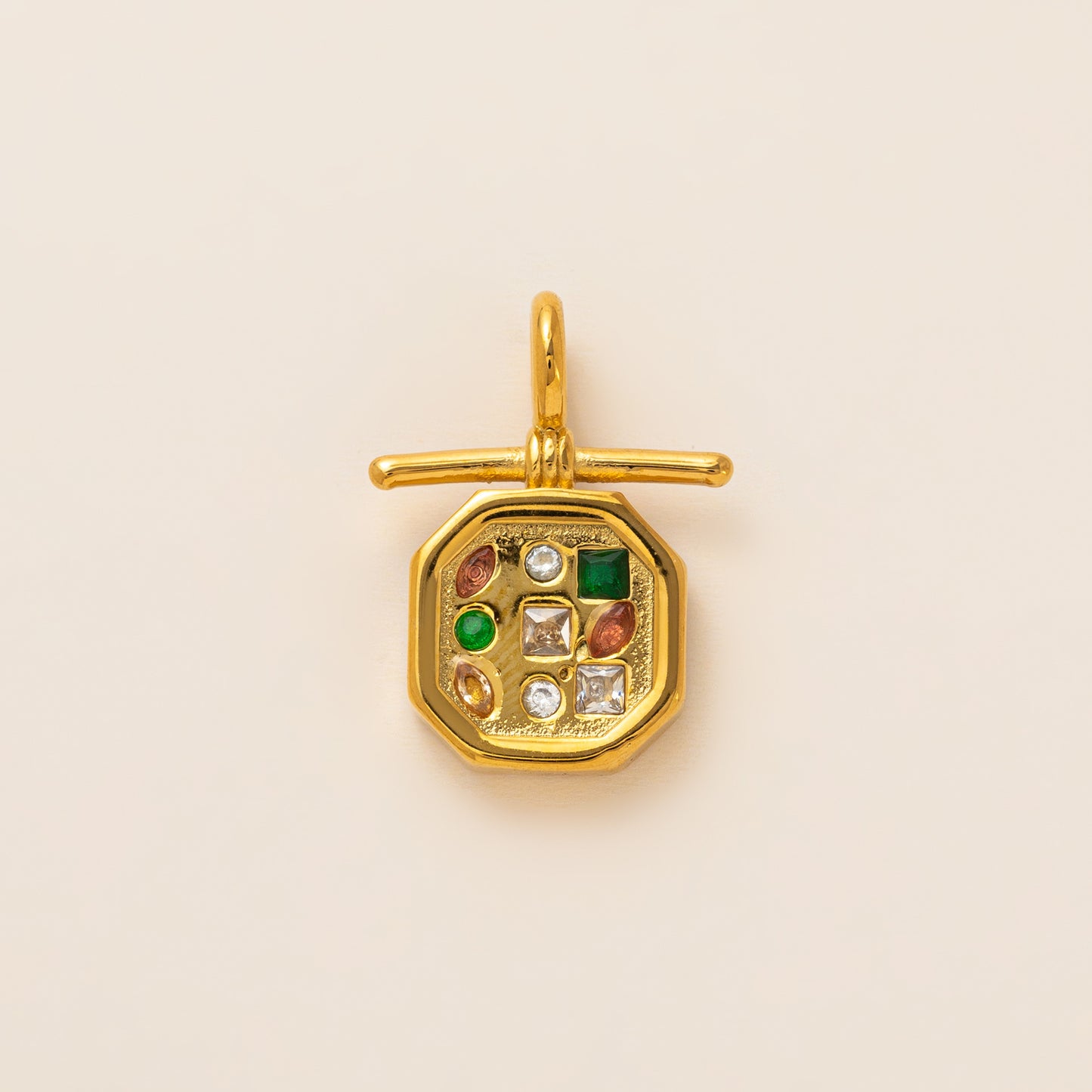Sporty Vintage Abstract Stainless Steel PVD Gold Plated Pendant Charm Bar