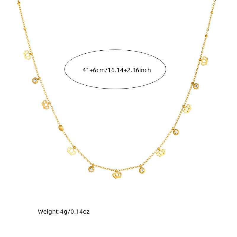 Minimalist Gold Plated Stainless Steel Butterfly Round Crown Eye Pendant Necklace and Bracelet Set for Women